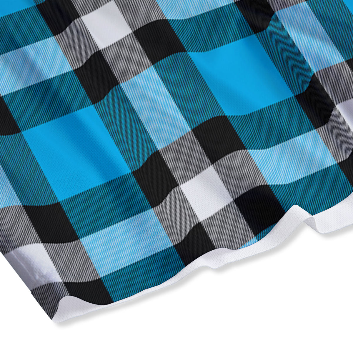 Buffalo Check Black And Turquoise Print Pattern Mesh Shorts