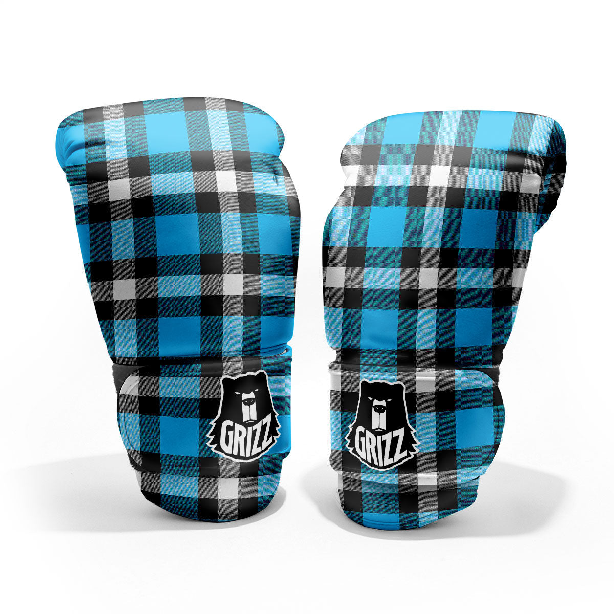 Buffalo Check Black And Turquoise Print Pattern Pro Boxing Glove