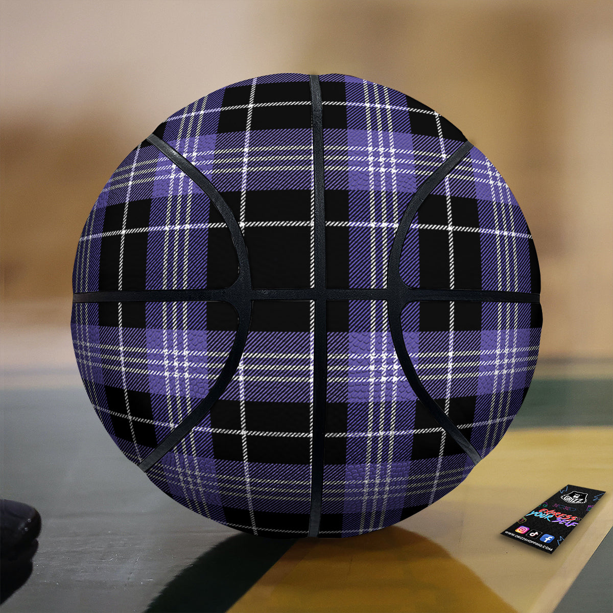 Buffalo Check Black And Violet Print Pattern Basketball
