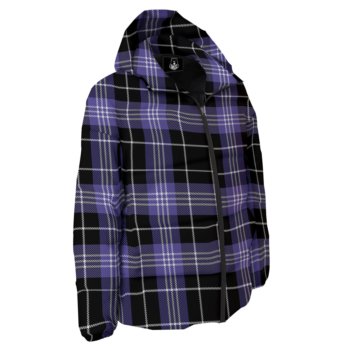 Buffalo Check Black And Violet Print Pattern Down Jacket-grizzshop