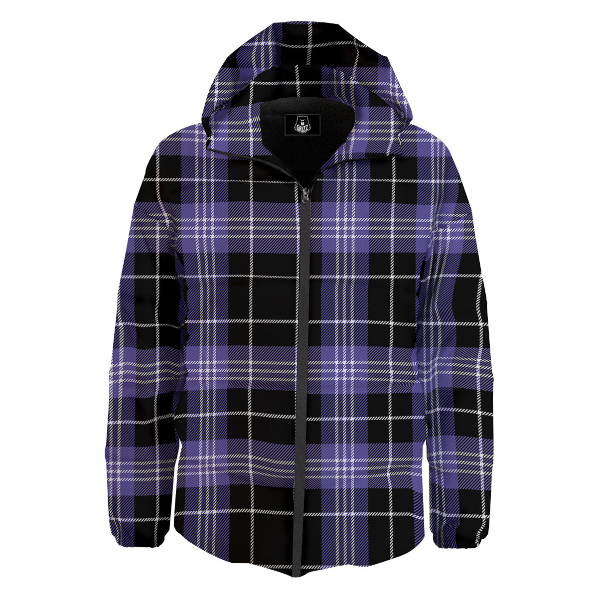 Buffalo Check Black And Violet Print Pattern Down Jacket-grizzshop