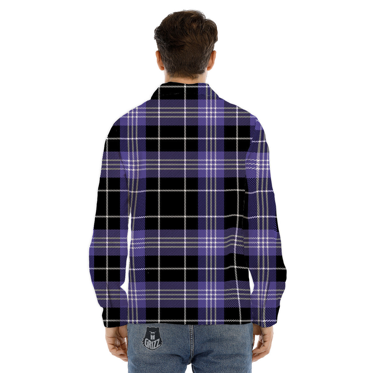 Buffalo Check Black And Violet Print Pattern Men's Dress Shirts-grizzshop