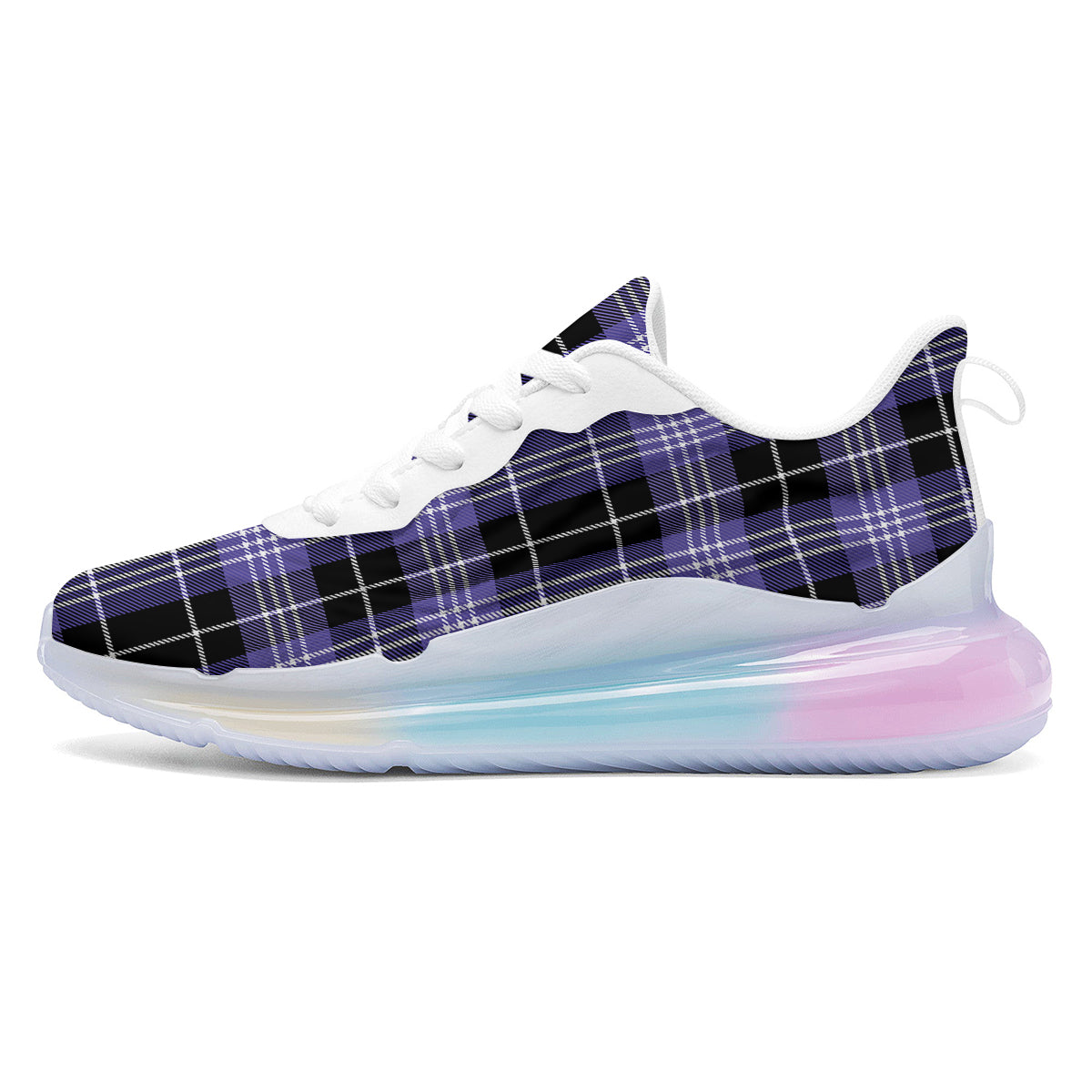Buffalo Check Black And Violet Print Pattern Running Sneakers-grizzshop