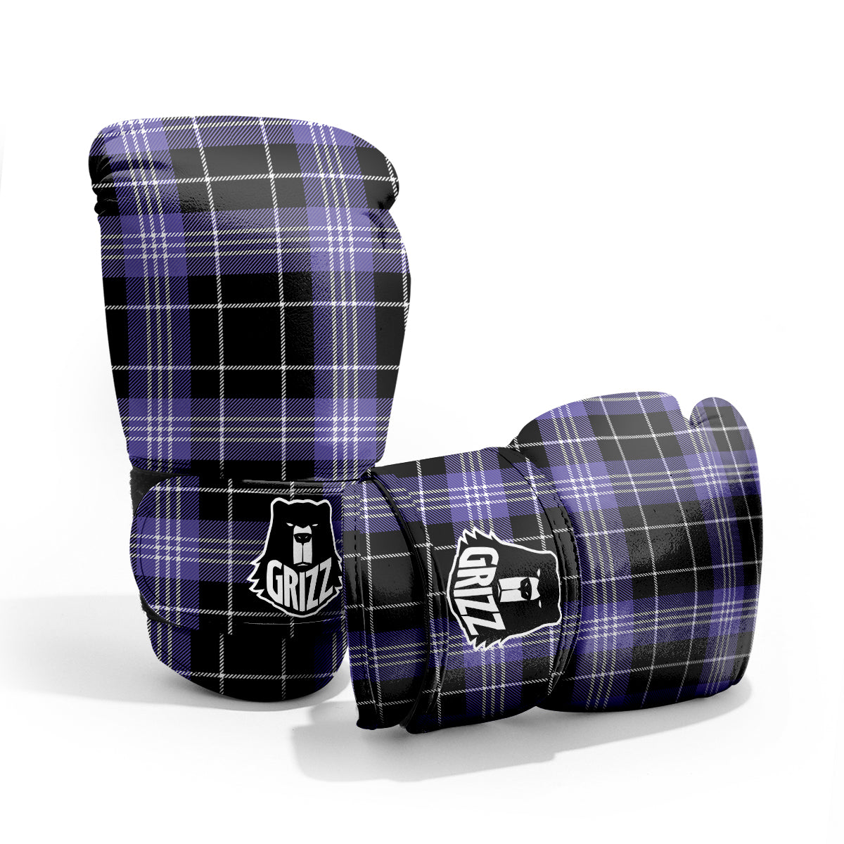 Buffalo Check Black And Violet Print Pattern Pro Boxing Glove