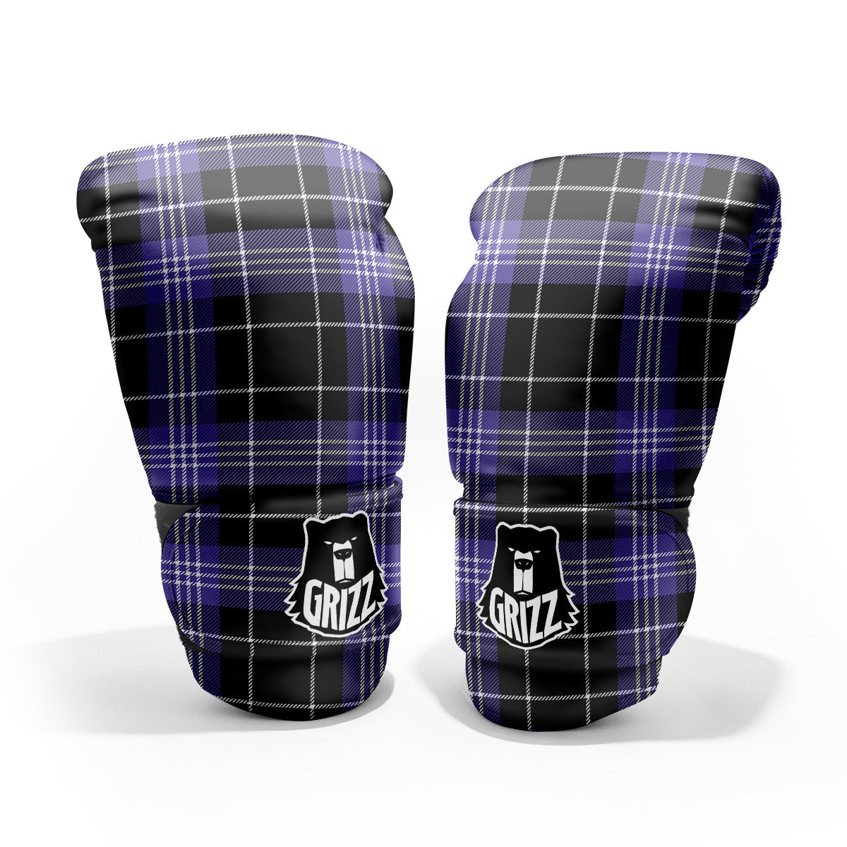 Buffalo Check Black And Violet Print Pattern Pro Boxing Glove