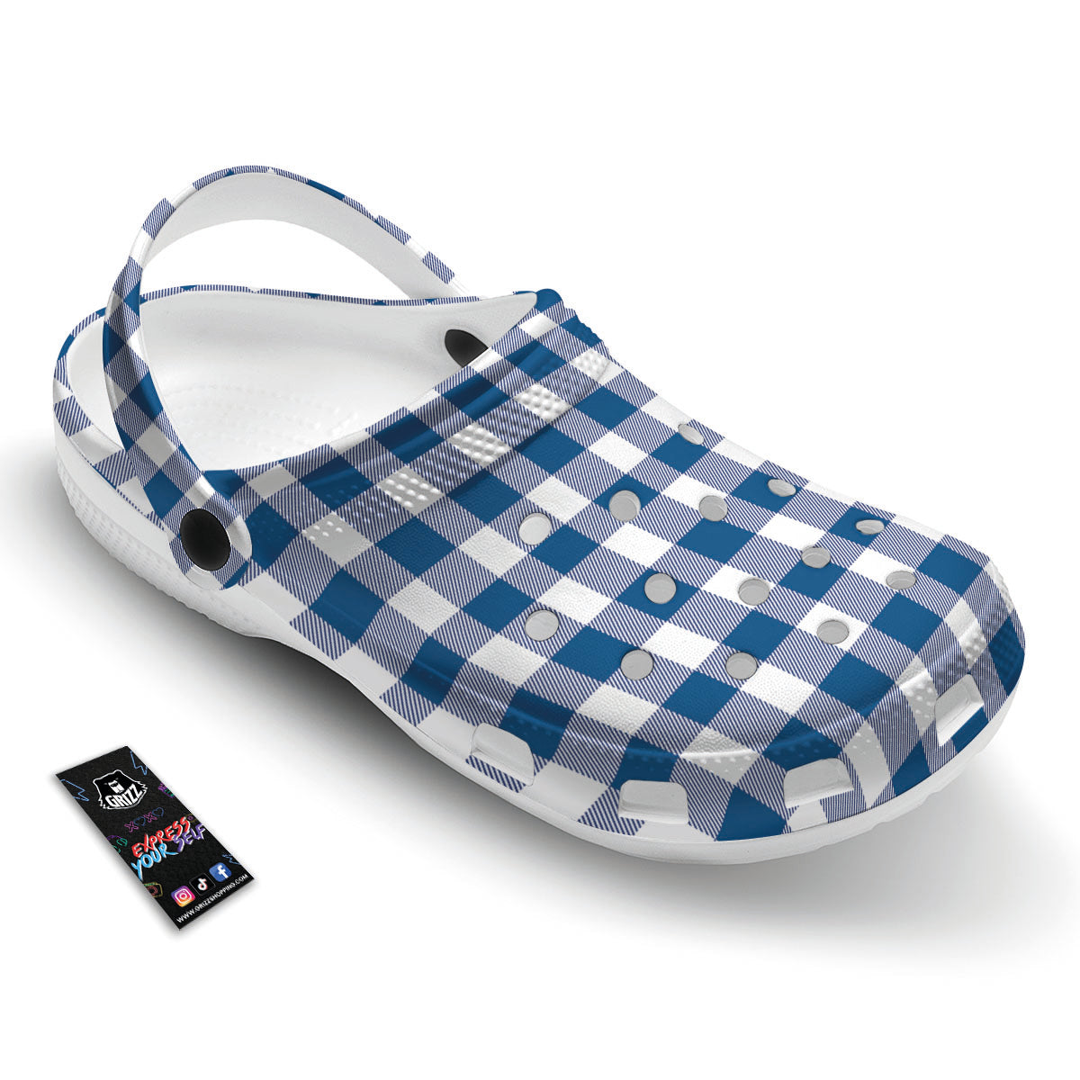 Buffalo Check Blue Print Pattern Clog-grizzshop