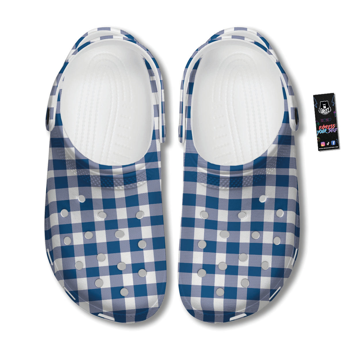 Buffalo Check Blue Print Pattern Clog-grizzshop