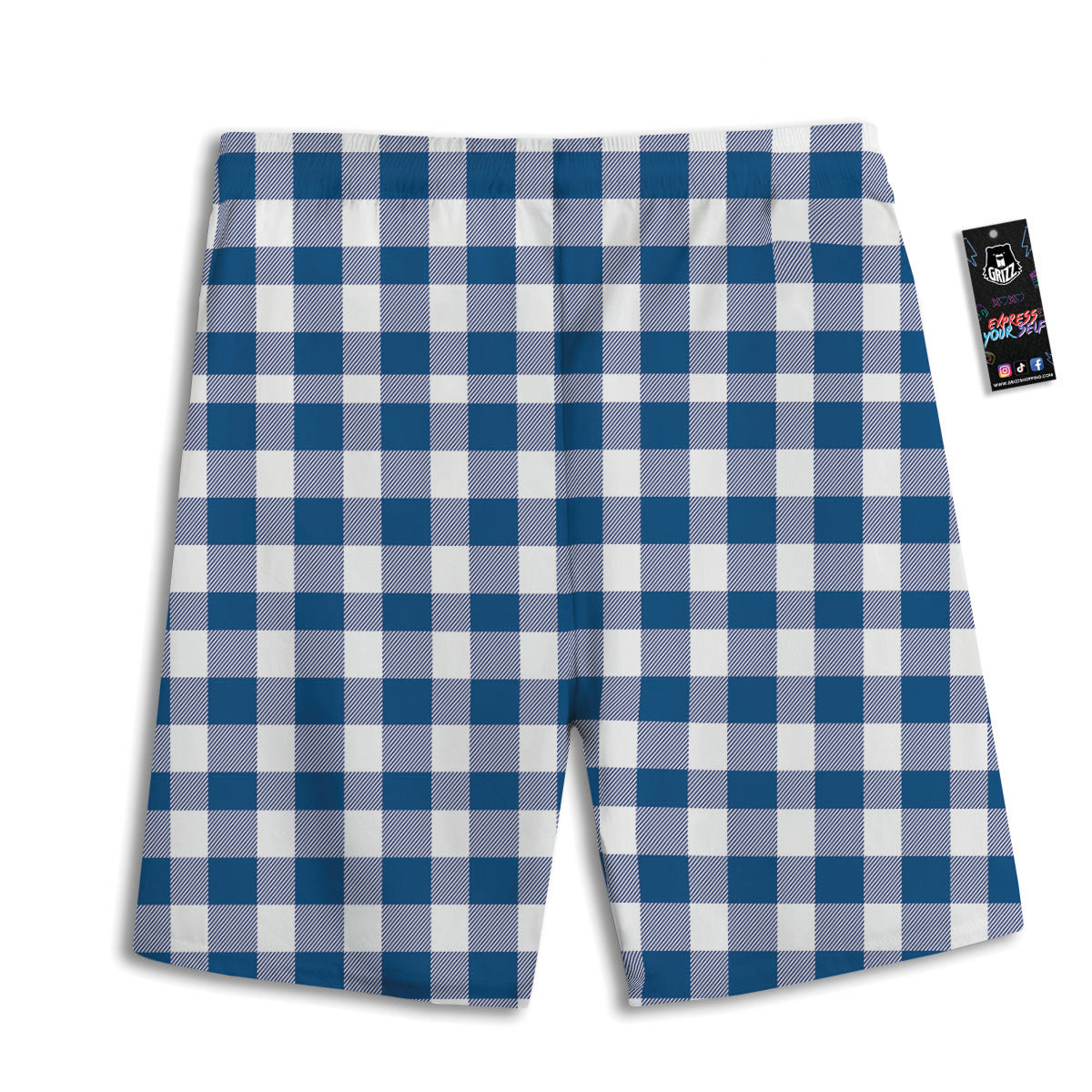 Buffalo Check Blue Print Pattern Men's Athletic Shorts