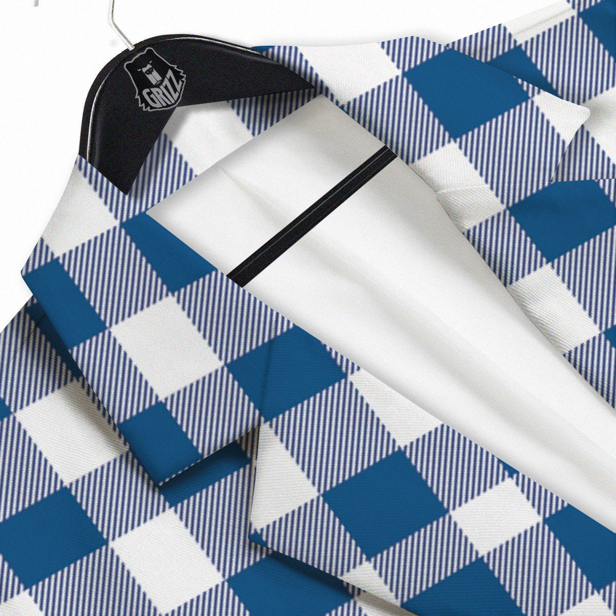 Buffalo Check Blue Print Pattern Men's Sport Coat-grizzshop