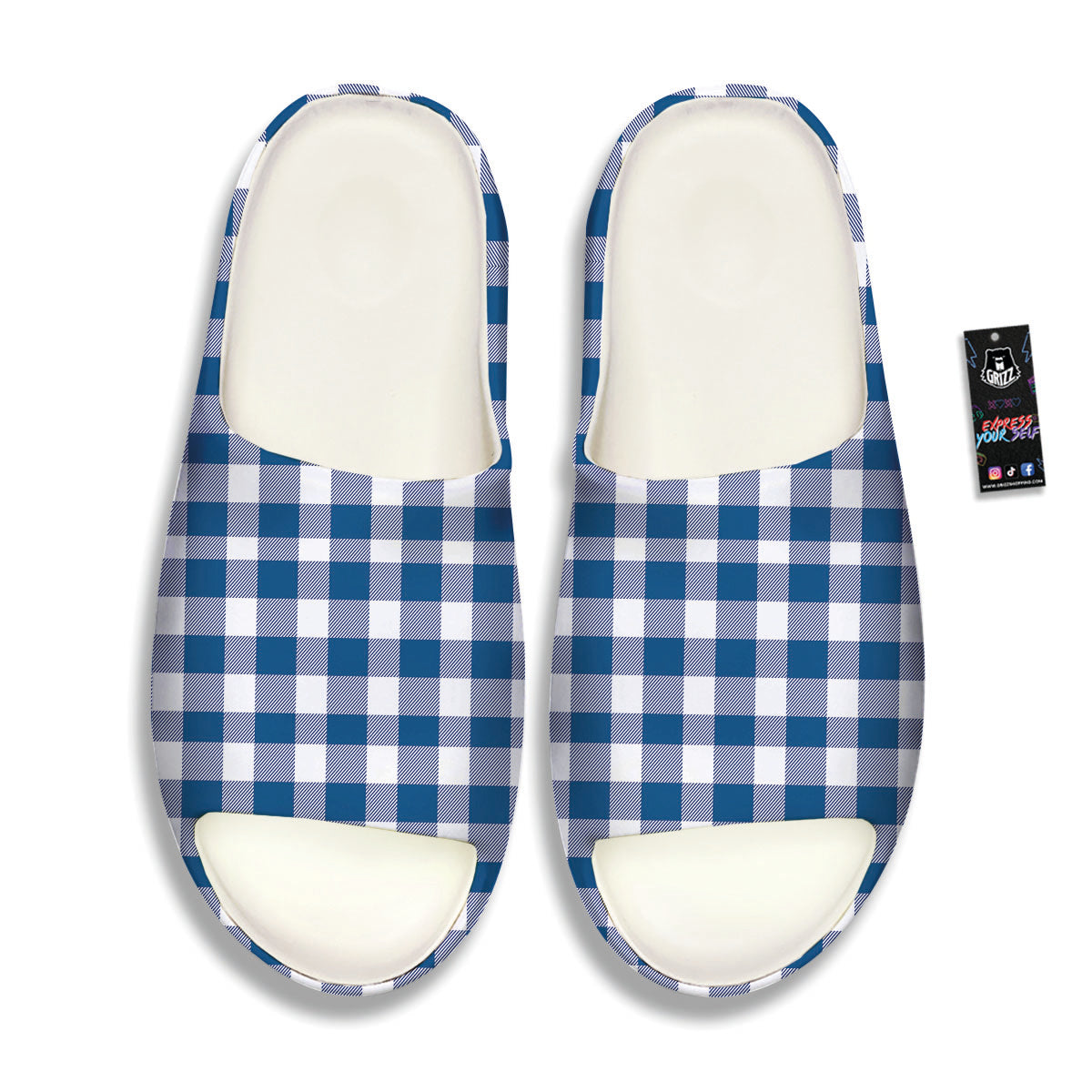 Buffalo Check Blue Print Pattern Sandals-grizzshop