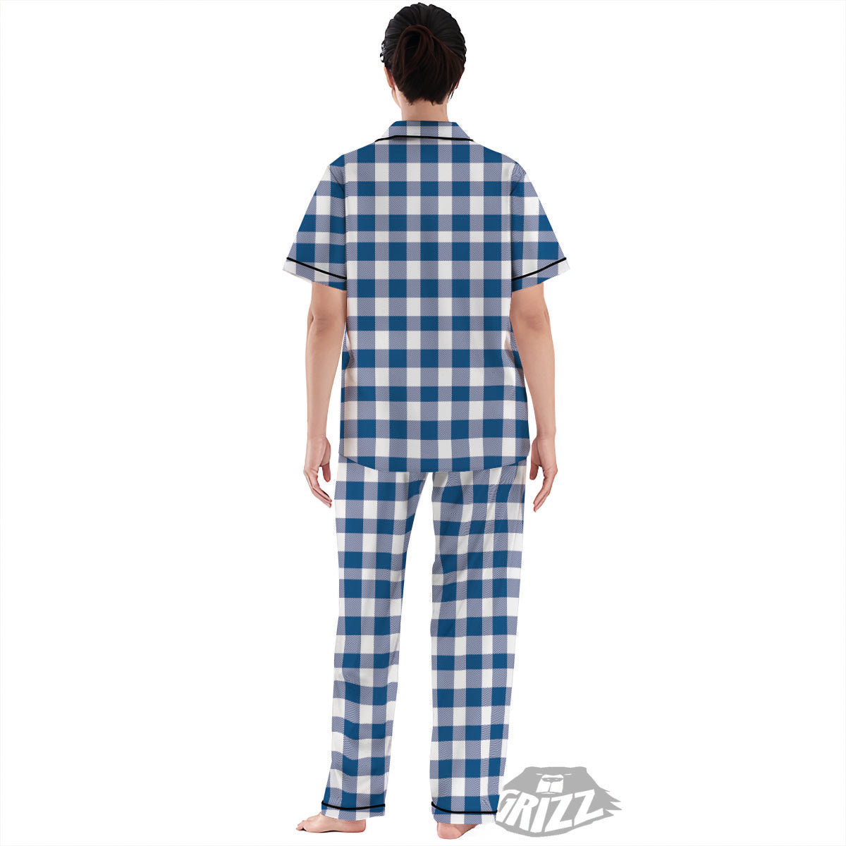 Buffalo Check Blue Print Pattern Women's Pajamas Set-grizzshop