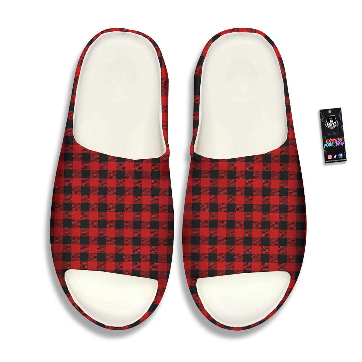 Buffalo Check Cardinal Red Print Pattern Sandals-grizzshop