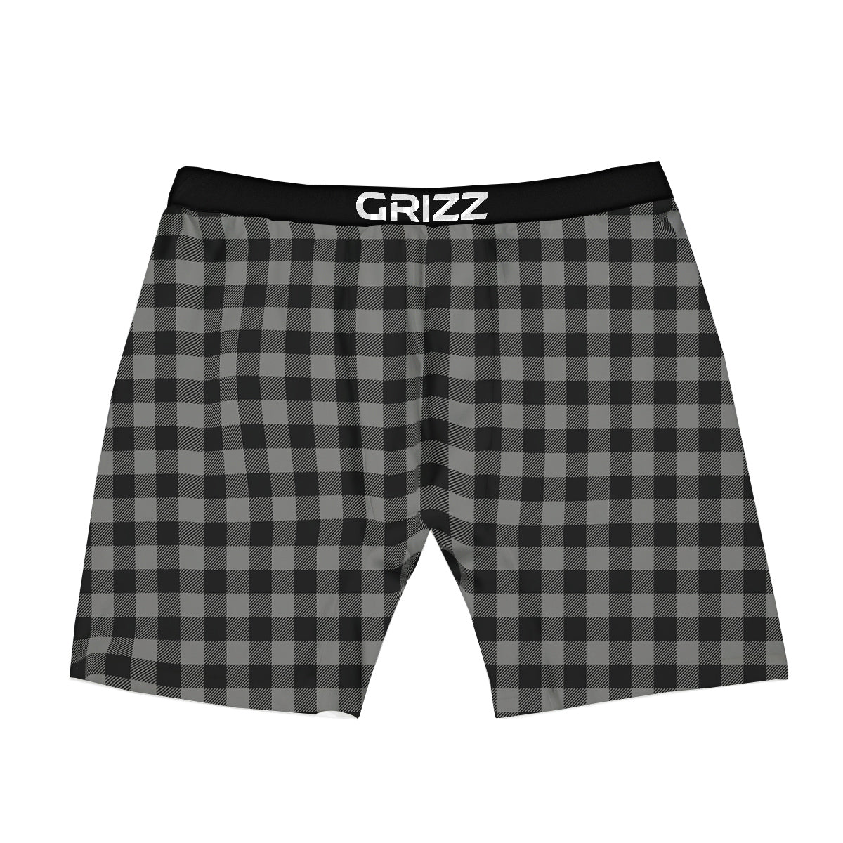 Buffalo Check Dark Grey And Black Print Boxer Briefs-grizzshop