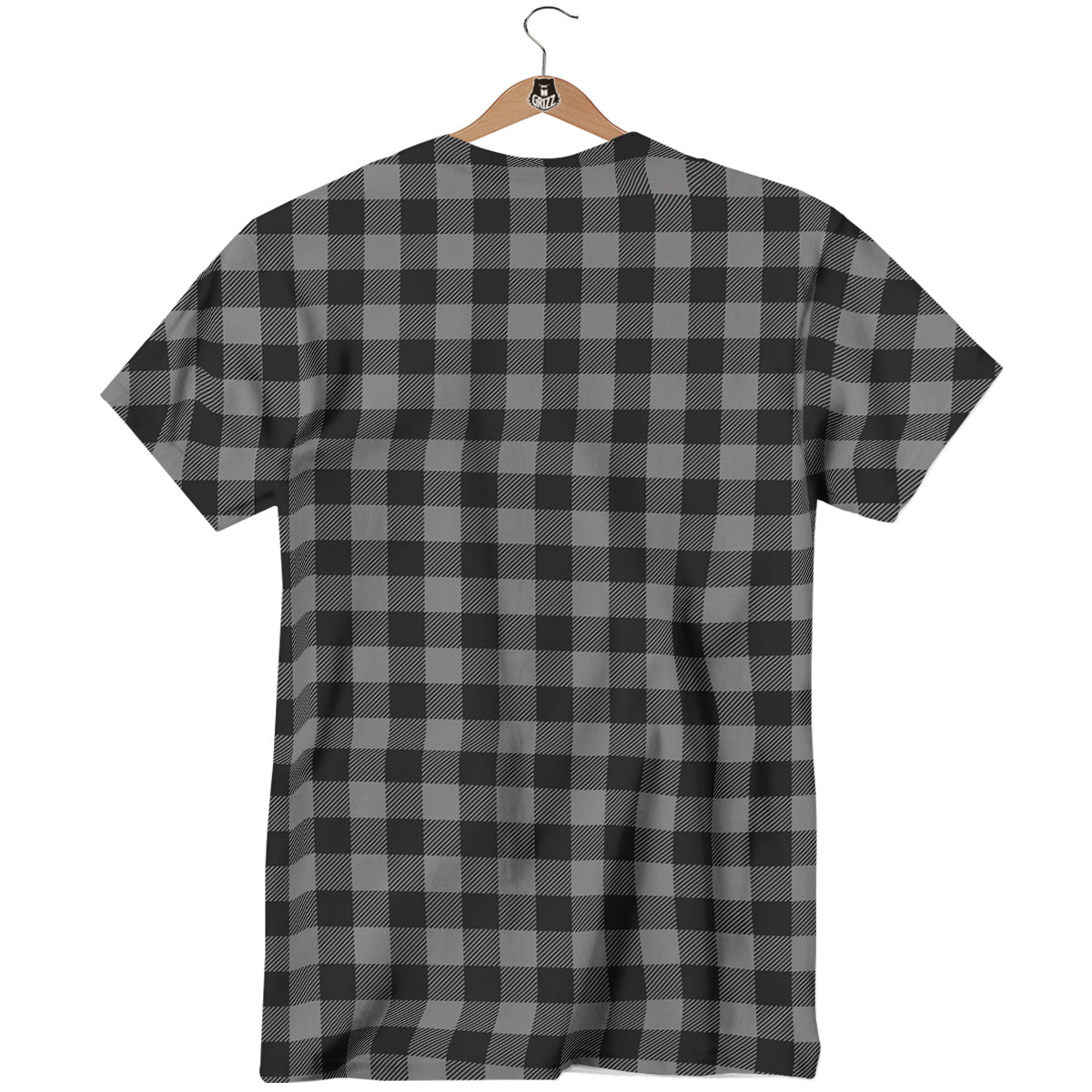 Buffalo Check Dark Grey And Black Print T-Shirt-grizzshop