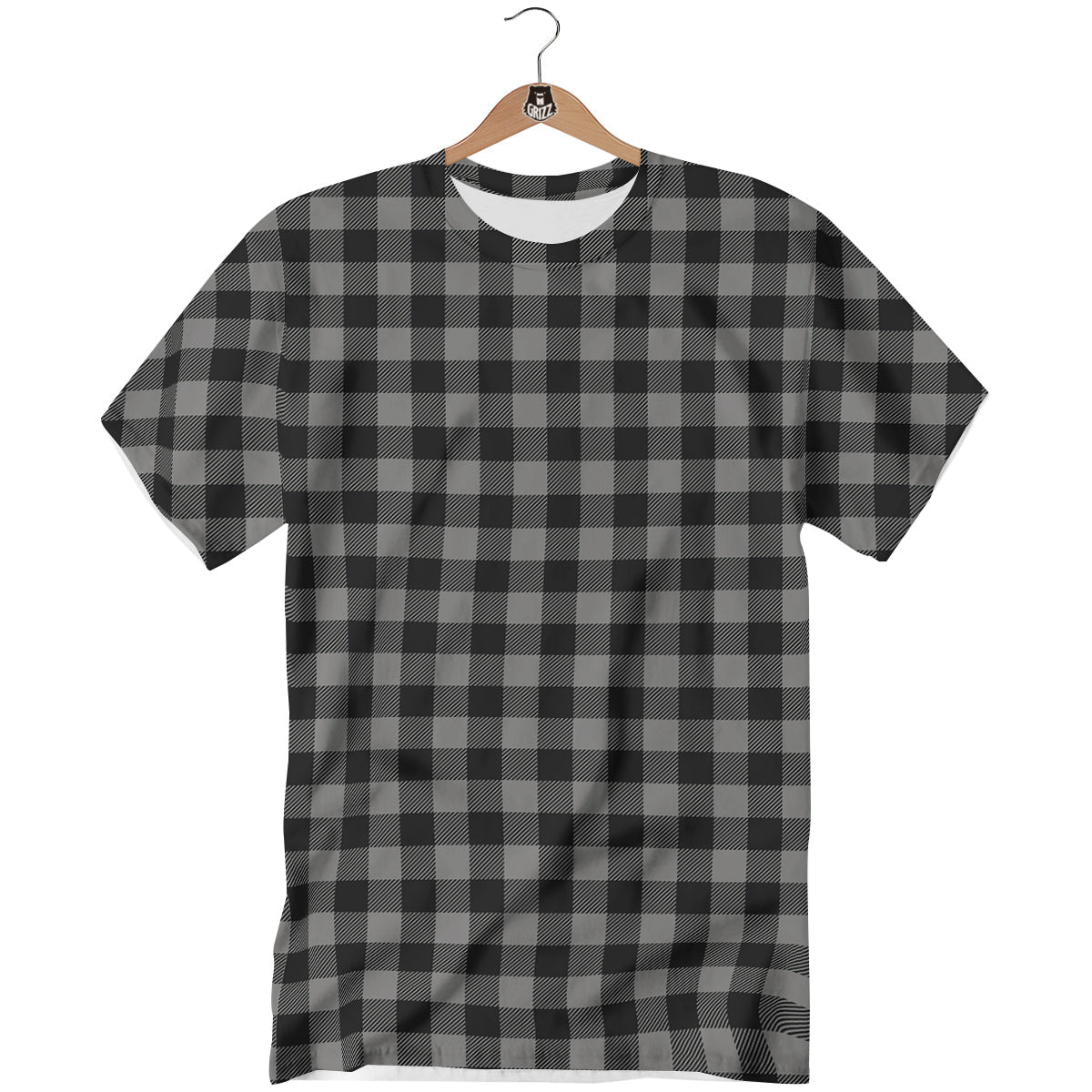 Buffalo Check Dark Grey And Black Print T-Shirt-grizzshop