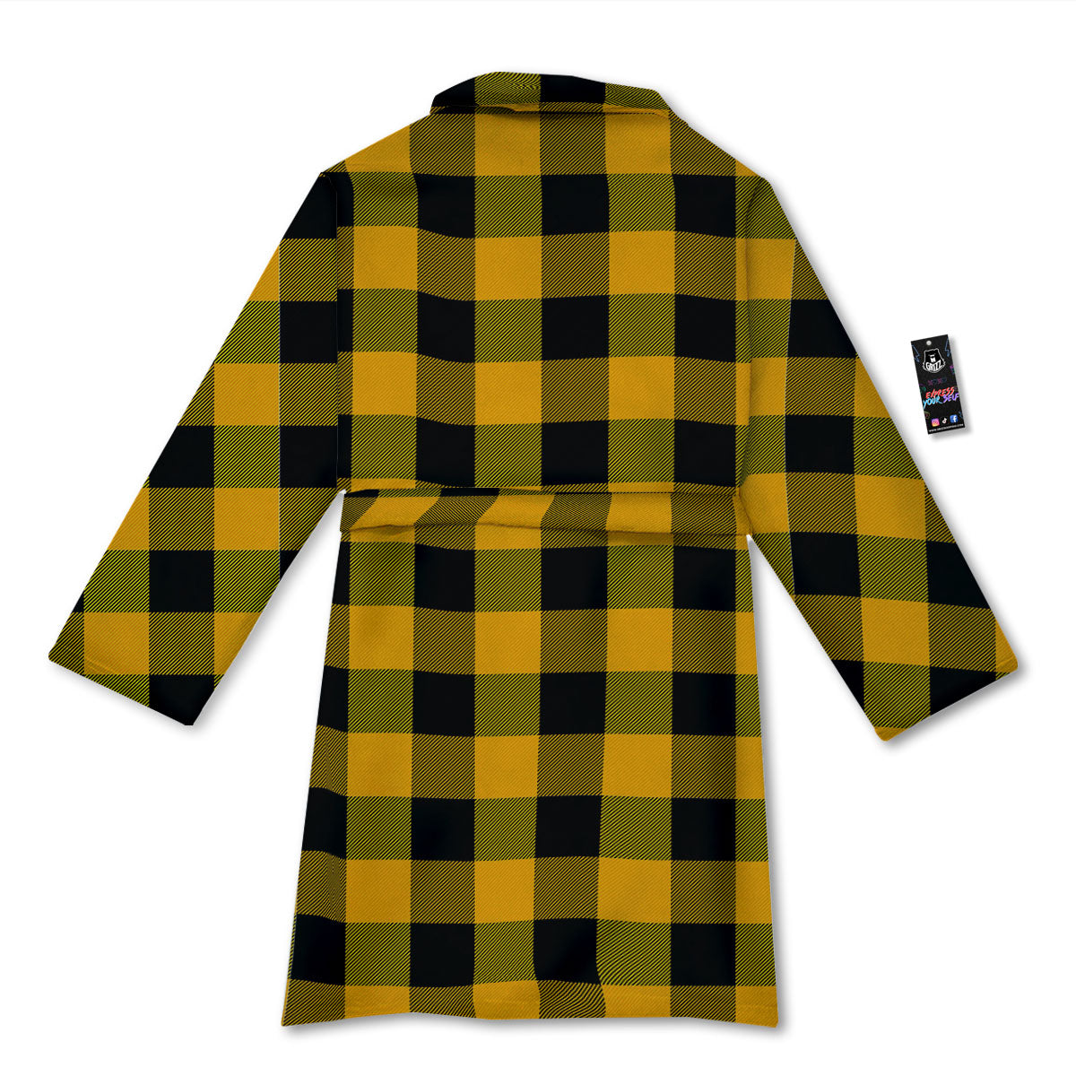 Buffalo Check Fire Yellow Print Pattern Bathrobe-grizzshop
