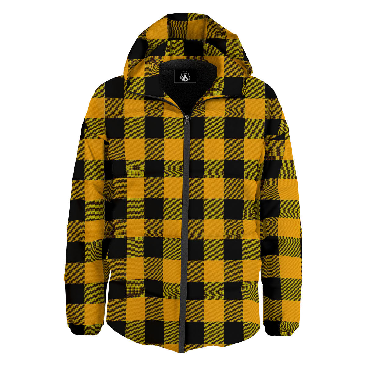 Buffalo Check Fire Yellow Print Pattern Down Jacket-grizzshop
