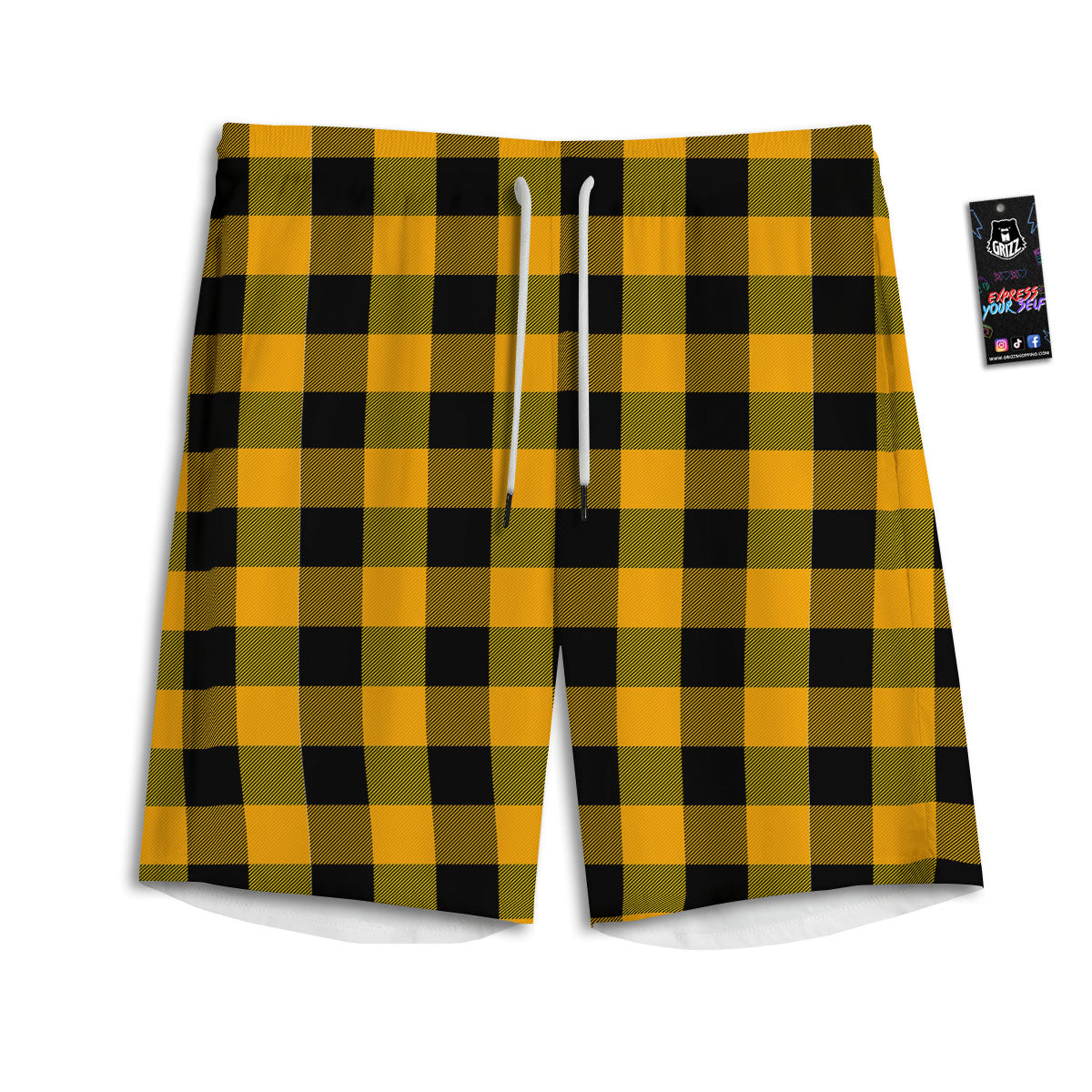 Bone And Orange Paw Print Pattern Men's Athletic Shorts