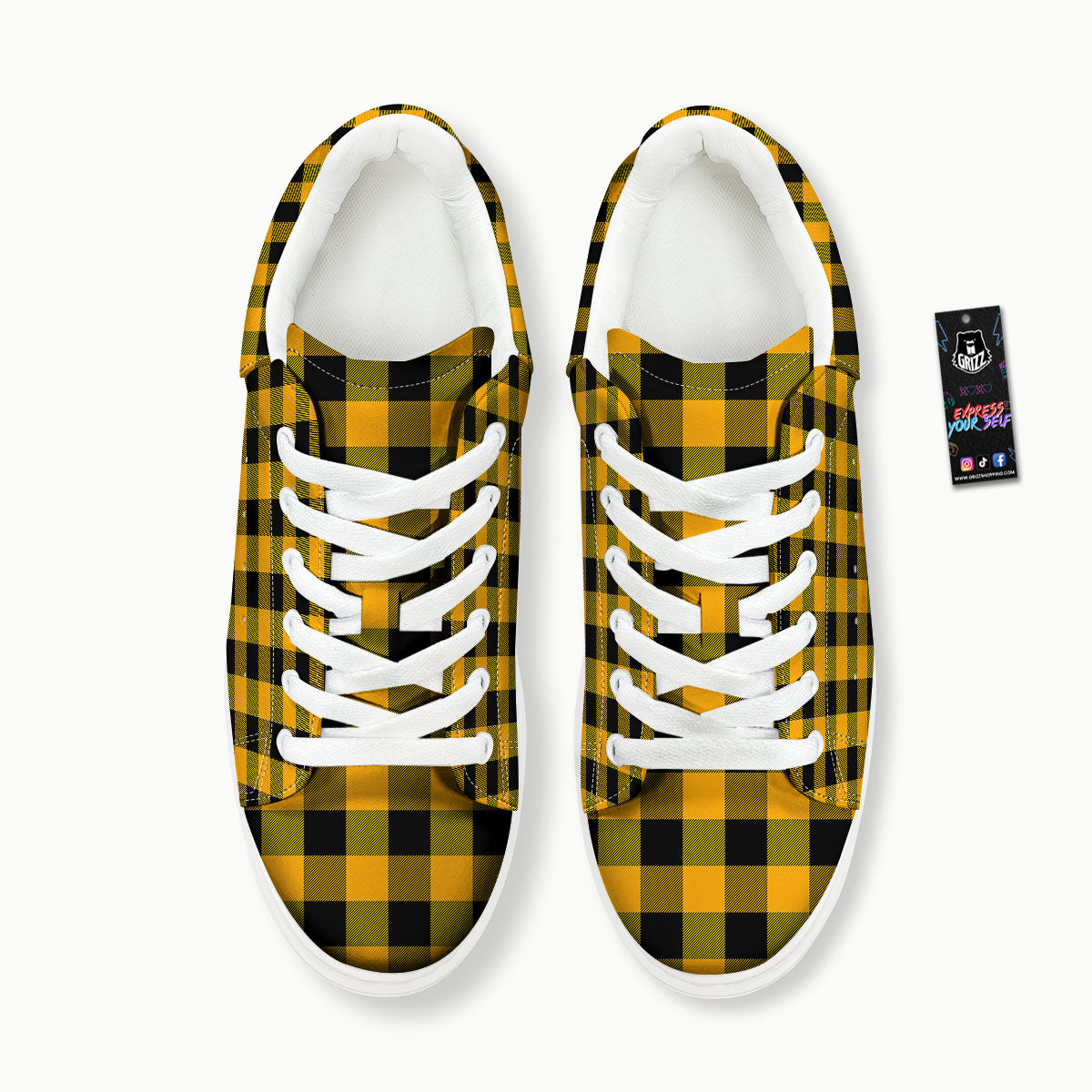 Buffalo Check Fire Yellow Print Pattern Platform Shoes-grizzshop
