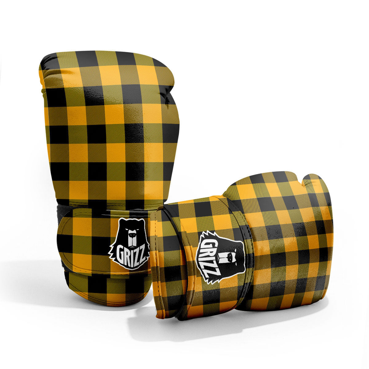 Buffalo Check Fire Yellow Print Pattern Pro Boxing Glove