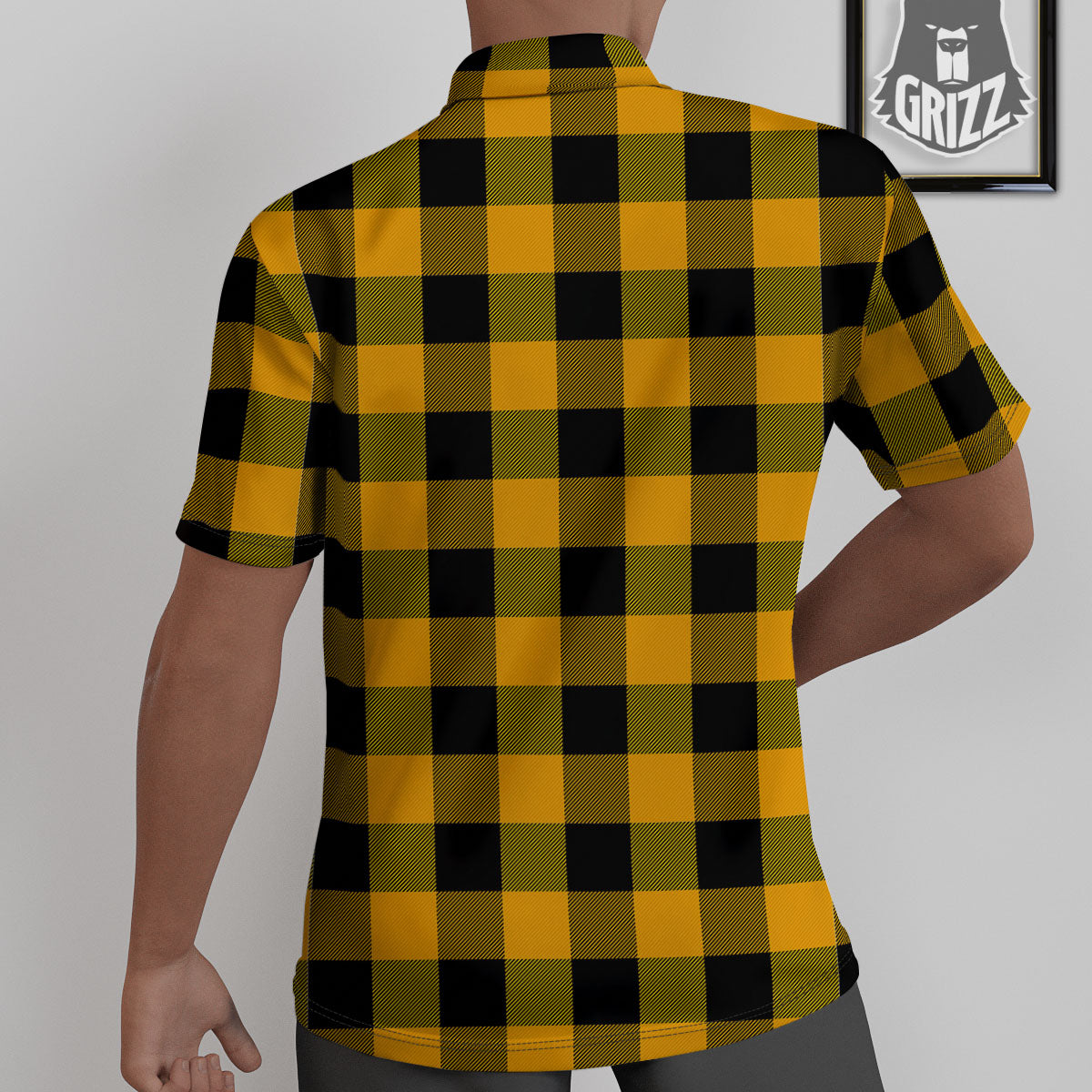 Buffalo Check Fire Yellow Print Pattern Untucked Shirts-grizzshop