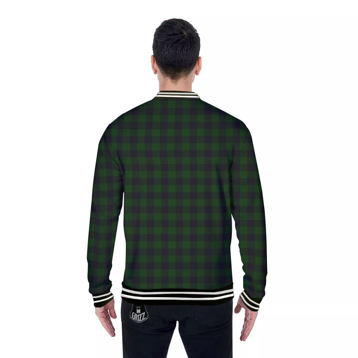 Buffalo Check Forest Green Print Pattern Baseball Jacket-grizzshop
