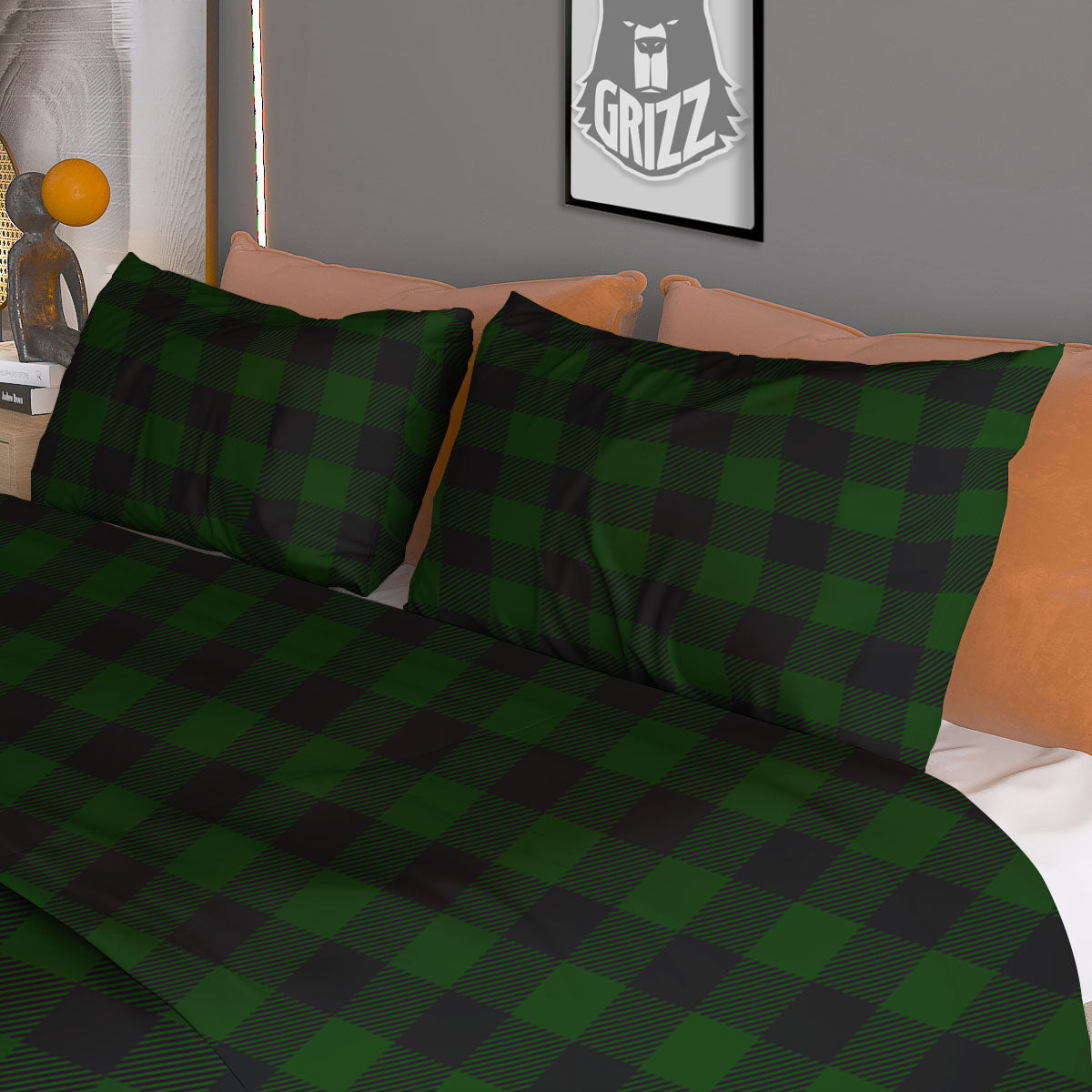 Buffalo Check Forest Green Print Pattern Duvet Cover Bedding Set