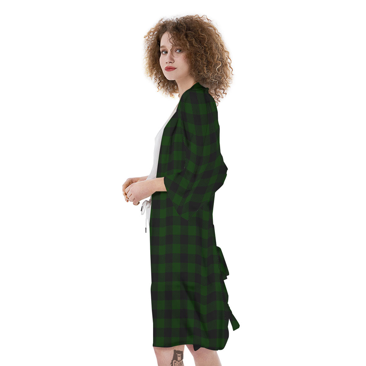 Buffalo Check Forest Green Print Pattern Kimono-grizzshop