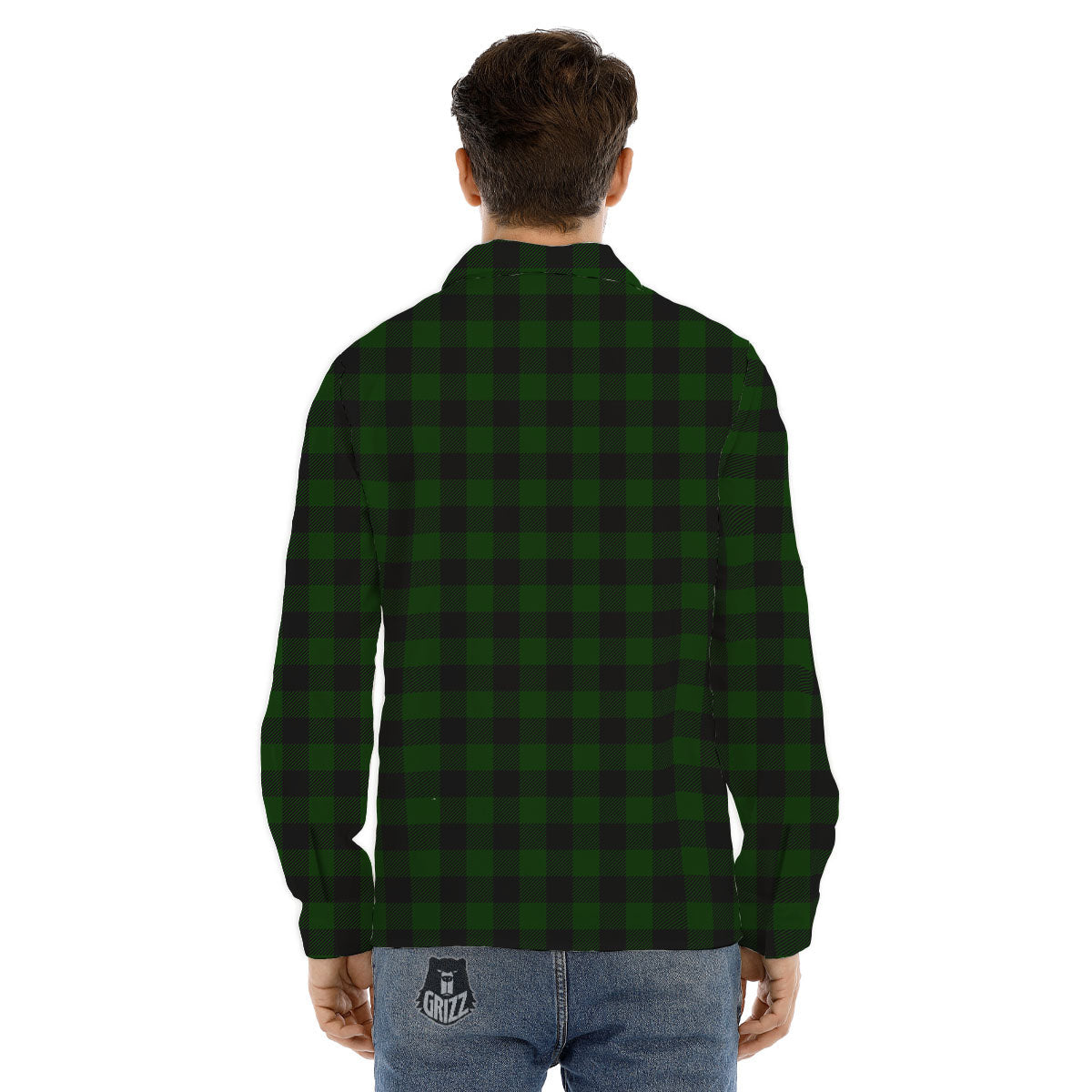Buffalo Check Forest Green Print Pattern Men's Dress Shirts-grizzshop