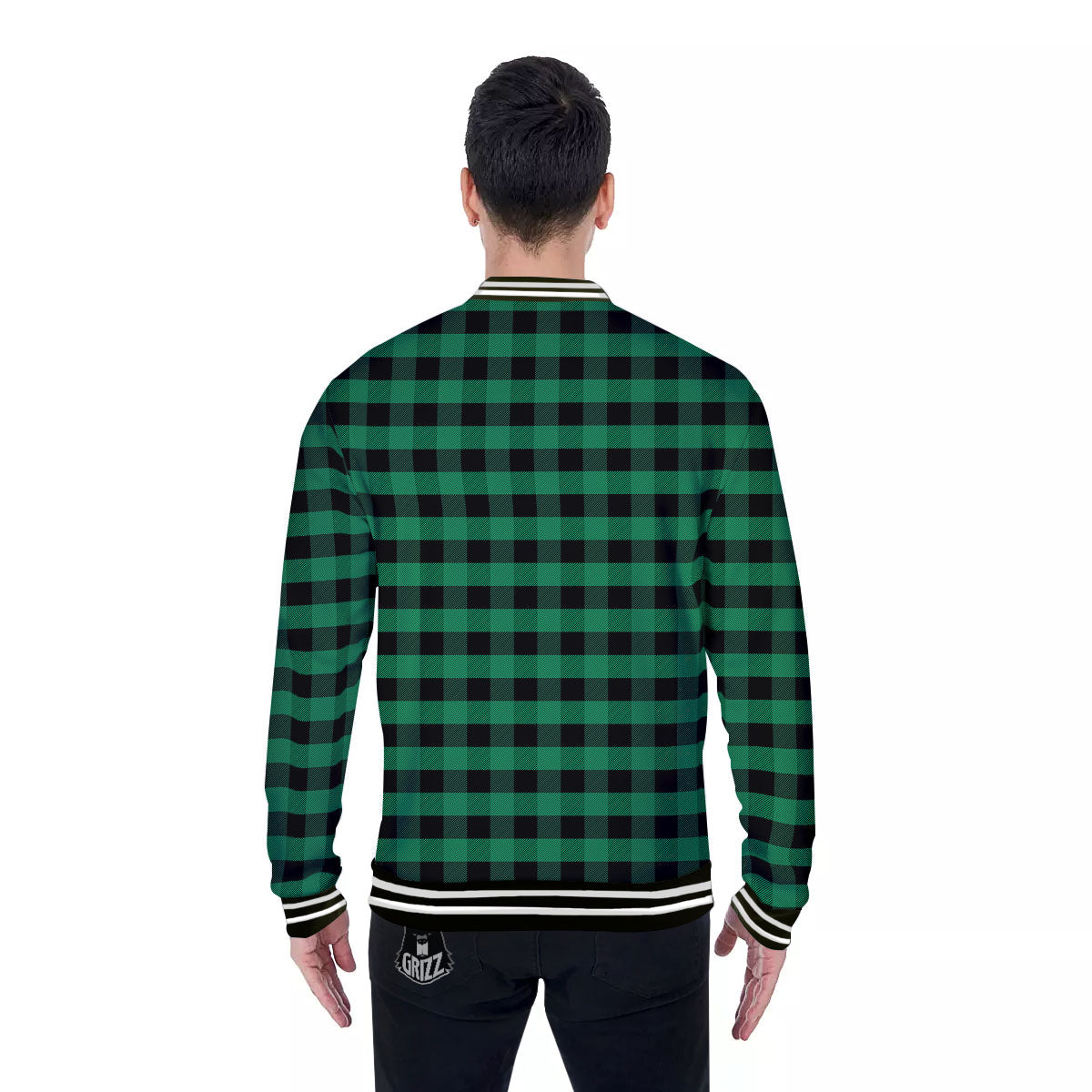 Buffalo Check Green Print Pattern Baseball Jacket-grizzshop