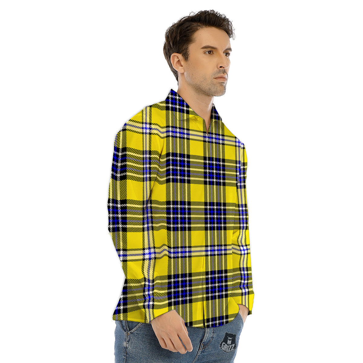 Buffalo Check Green Print Pattern Men's Dress Shirts-grizzshop
