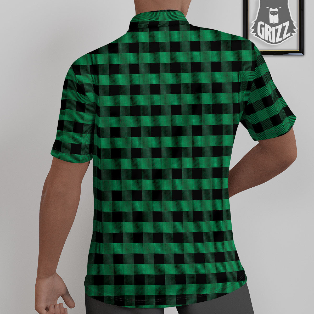 Buffalo Check Green Print Pattern Untucked Shirts-grizzshop