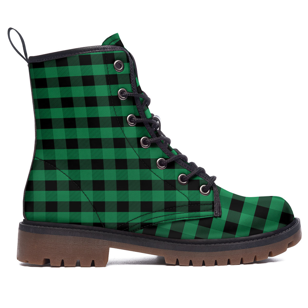 Buffalo Check Green Print Pattern Work Boots-grizzshop