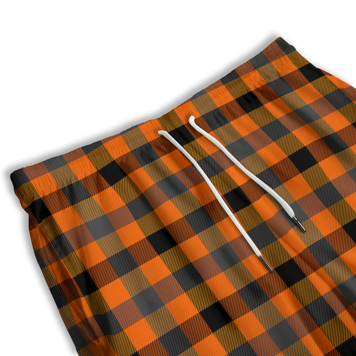 Buffalo Check Halloween Orange Print Men's Athletic Shorts