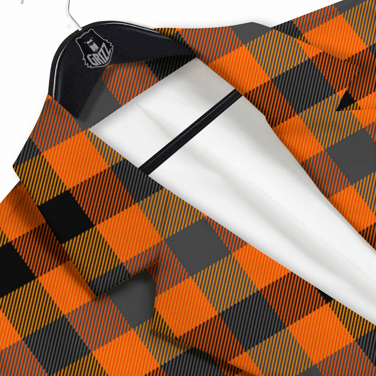 Buffalo Check Halloween Orange Print Men's Sport Coat-grizzshop