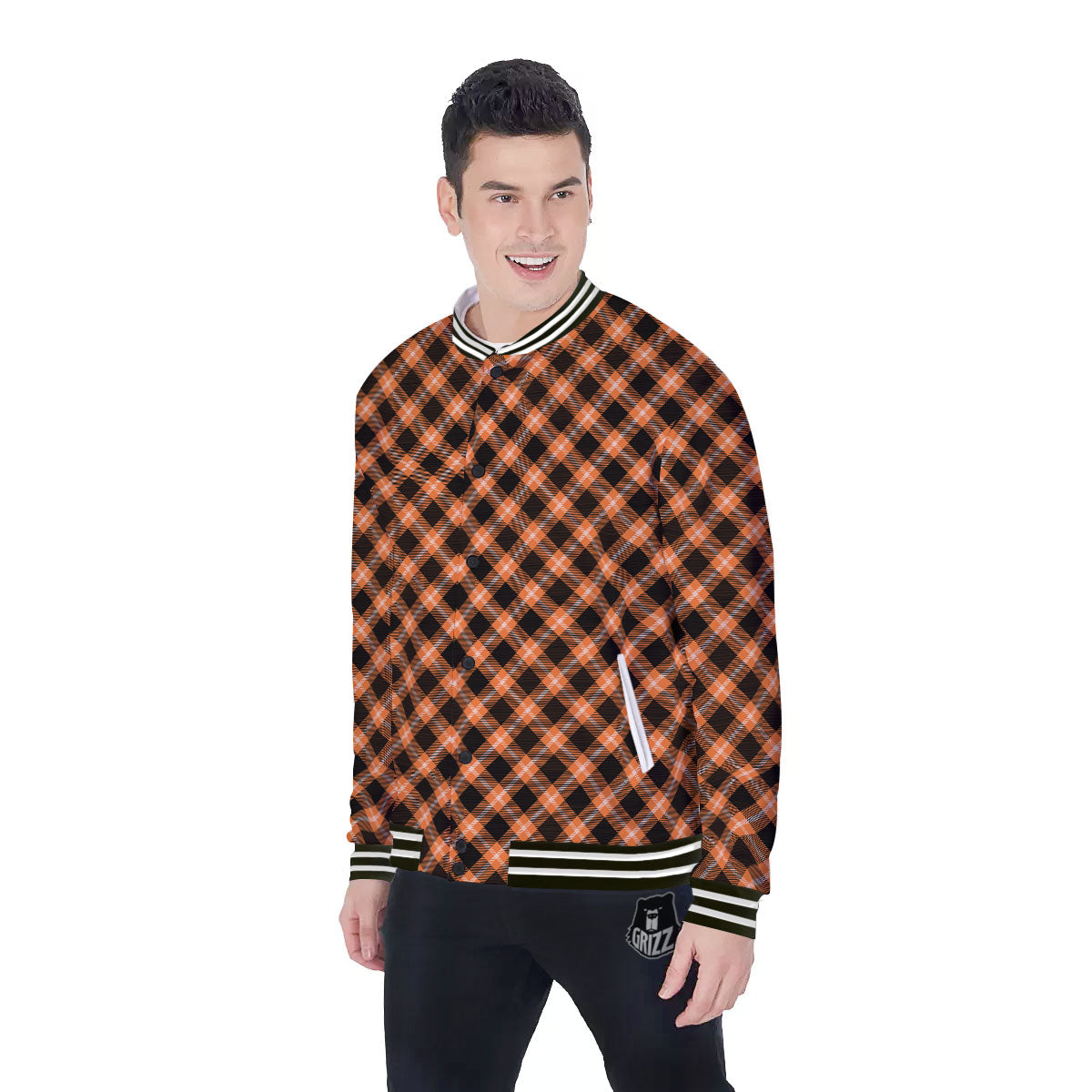 Buffalo Check Halloween Print Pattern Baseball Jacket-grizzshop