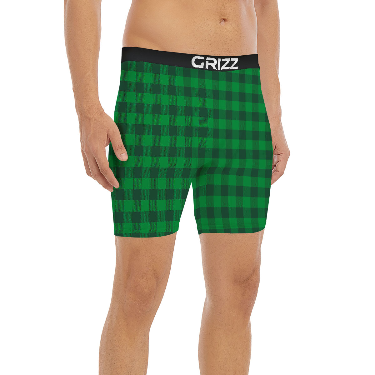 Buffalo Check Irish Green Print Pattern Boxer Briefs-grizzshop