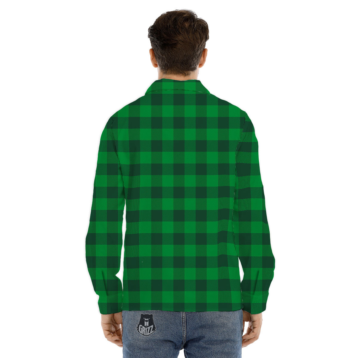 Buffalo Check Irish Green Print Pattern Men's Dress Shirts-grizzshop