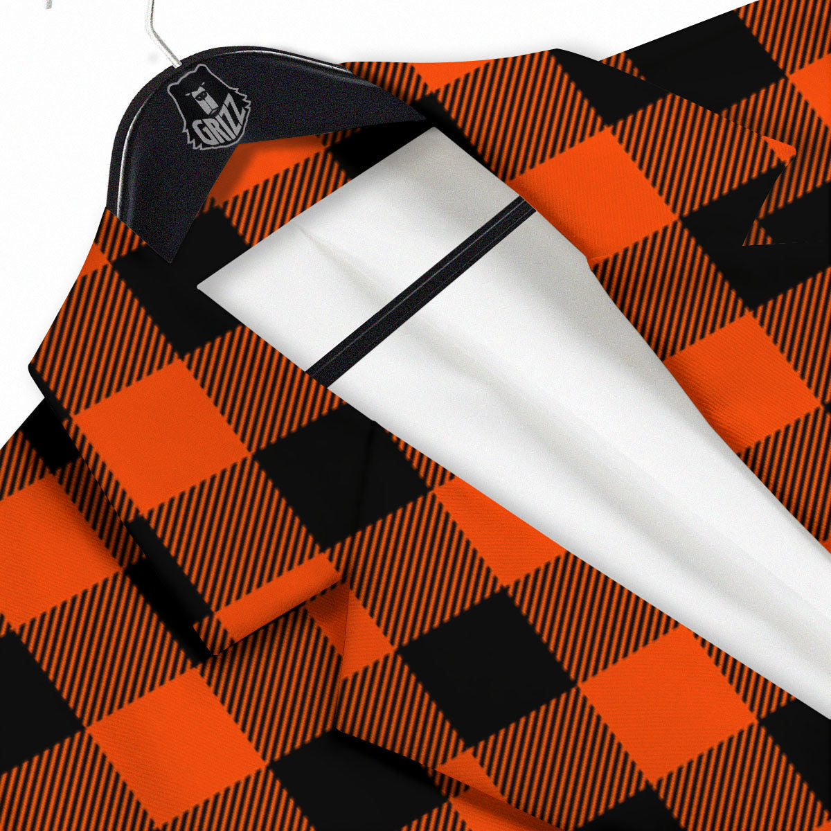 Buffalo Check Lava Orange Print Pattern Men's Sport Coat-grizzshop