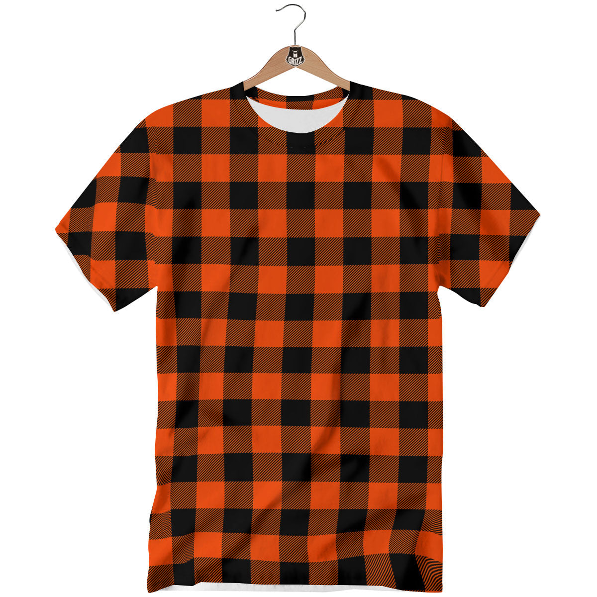 Buffalo Check Lava Orange Print Pattern T-Shirt-grizzshop