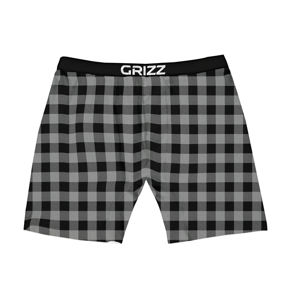 Buffalo Check Light Grey And Black Print Boxer Briefs-grizzshop