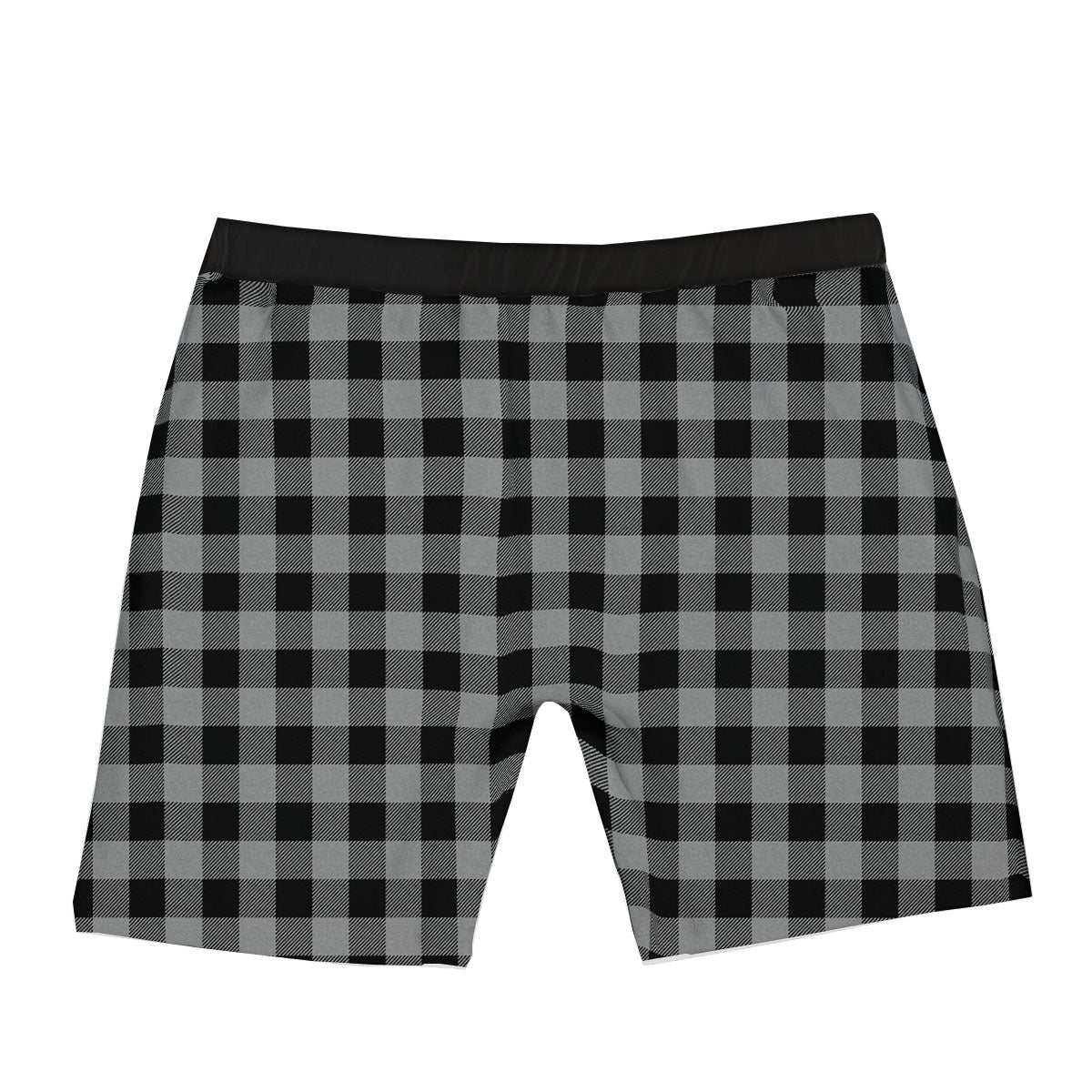 Buffalo Check Light Grey And Black Print Boxer Briefs-grizzshop