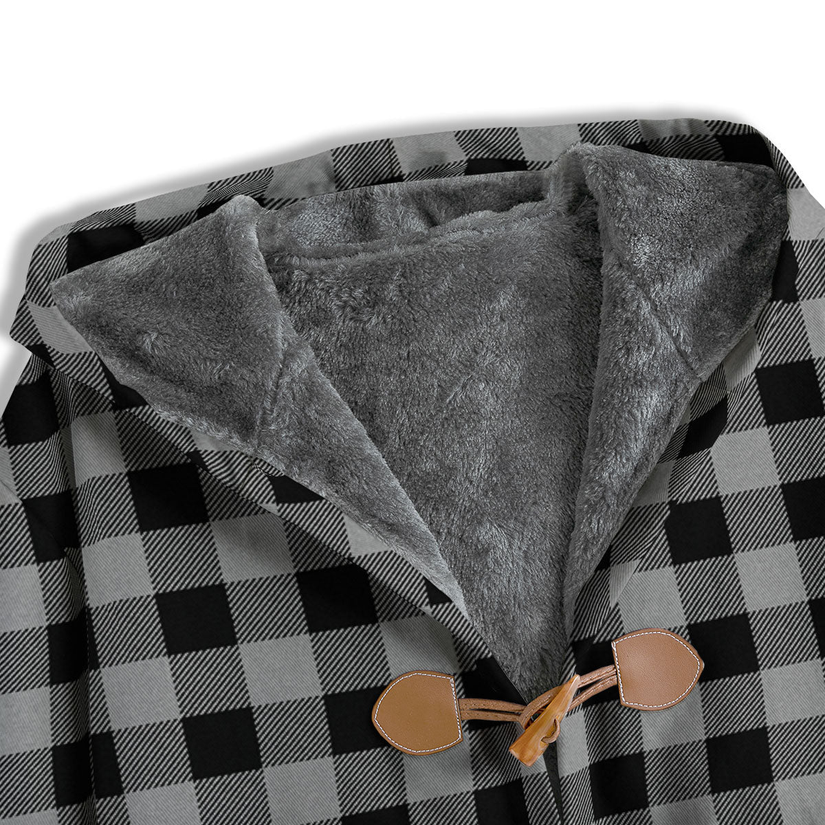 Buffalo Check Light Grey And Black Print Men's Windbreaker Jacket-grizzshop