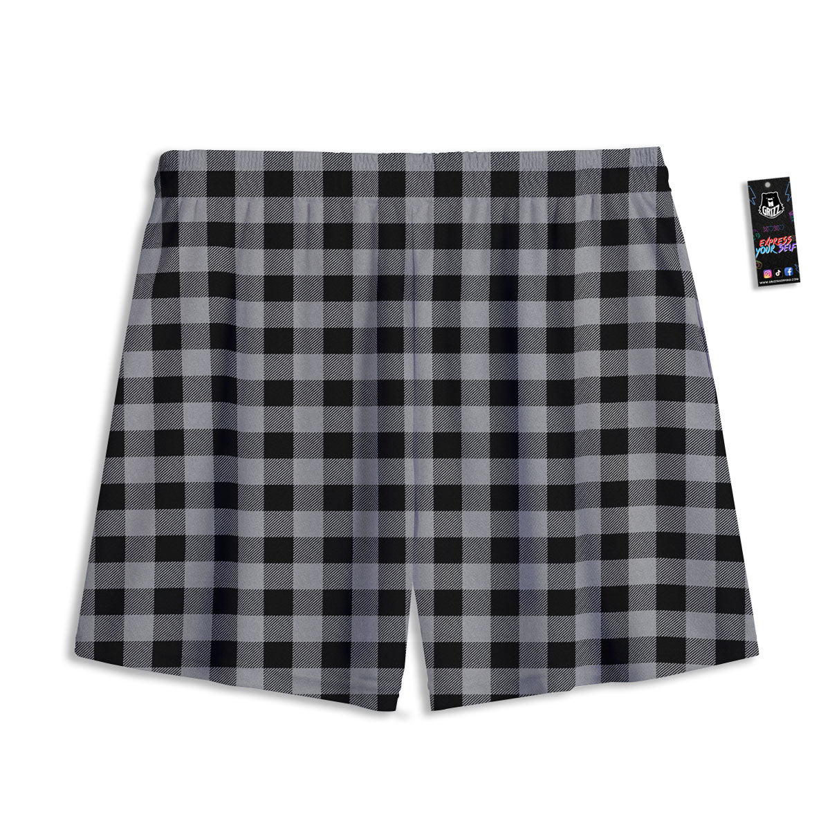 Buffalo Check Light Grey And Black Print Mesh Shorts