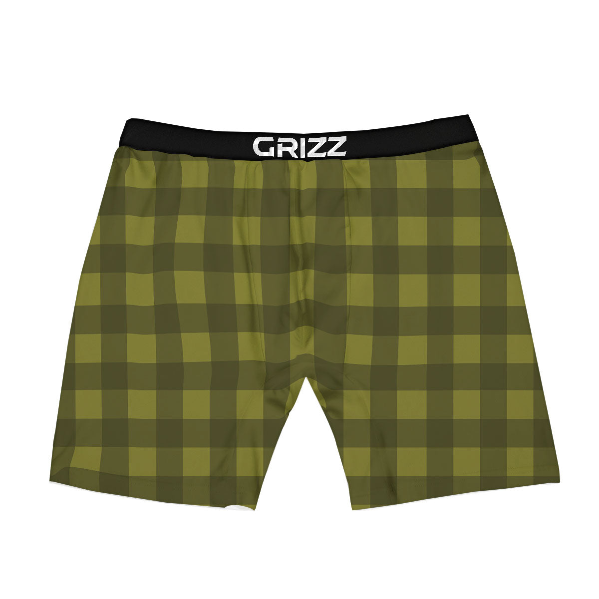 Buffalo Check Olive Green Print Pattern Boxer Briefs-grizzshop
