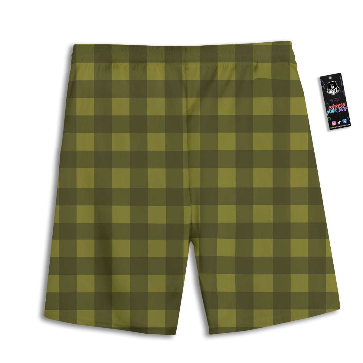 Buffalo Check Olive Green Print Pattern Men's Athletic Shorts