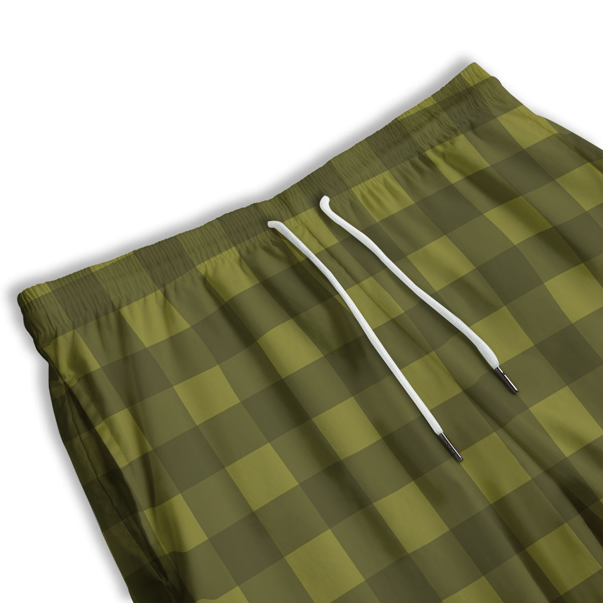 Buffalo Check Olive Green Print Pattern Men's Athletic Shorts