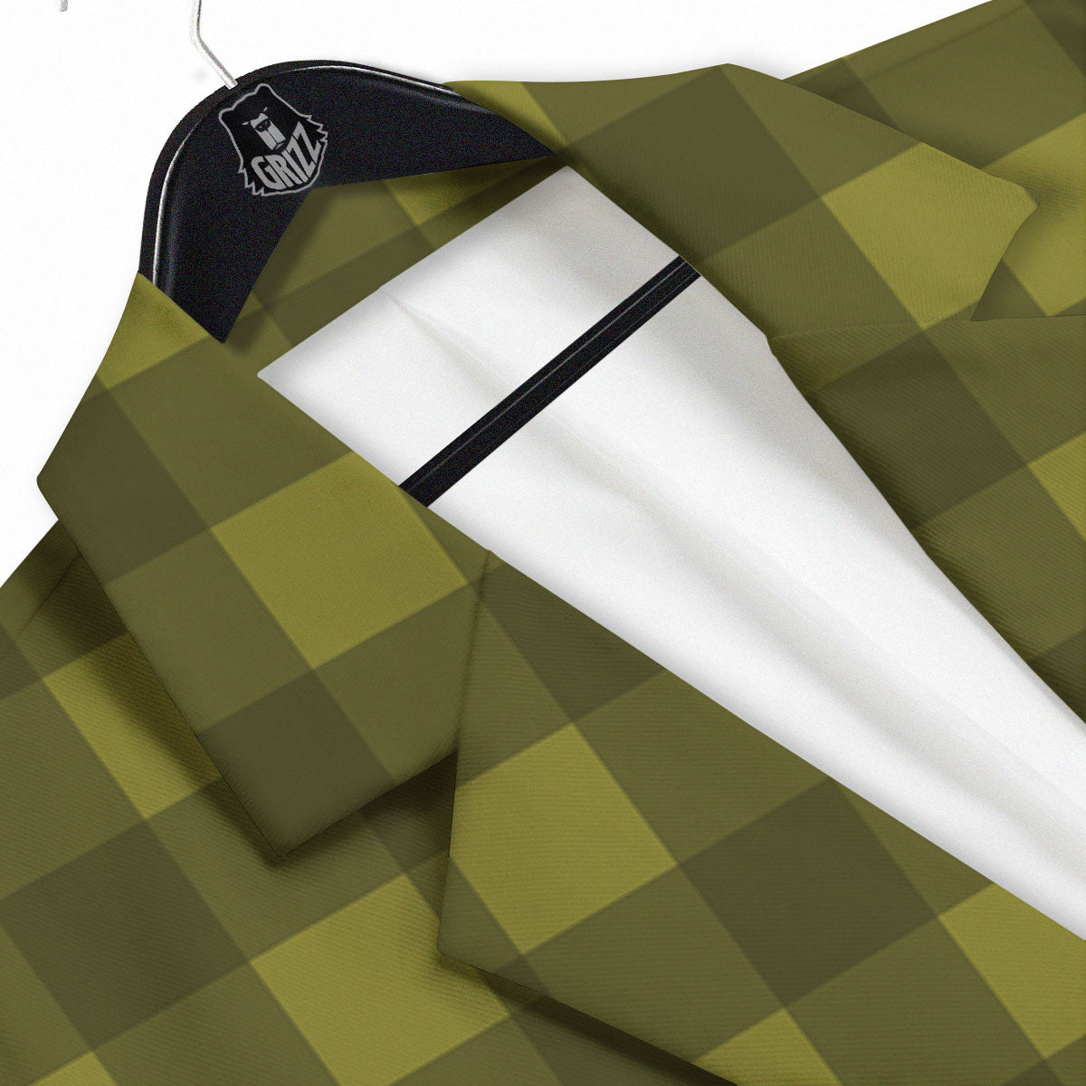 Buffalo Check Olive Green Print Pattern Men's Sport Coat-grizzshop