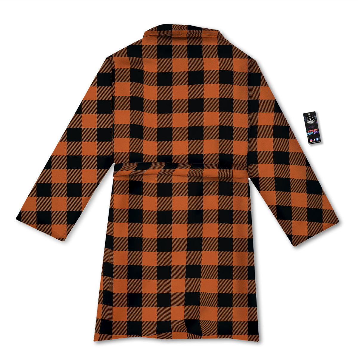 Buffalo Check Orange Print Pattern Bathrobe-grizzshop
