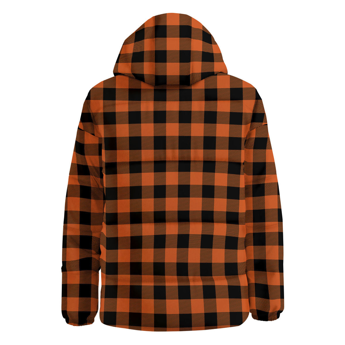 Buffalo Check Orange Print Pattern Down Jacket-grizzshop